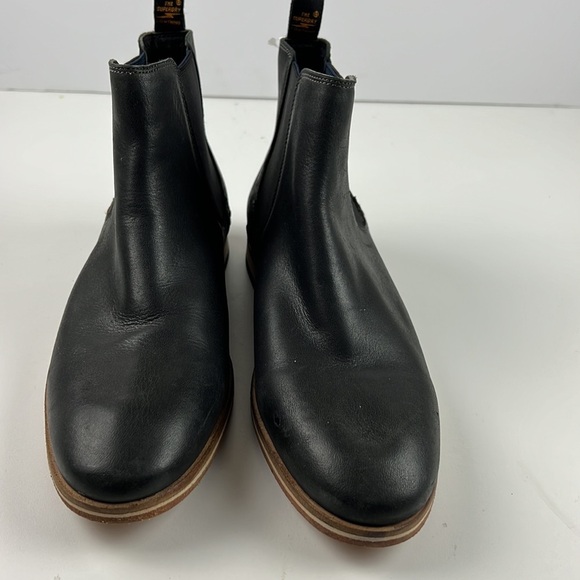 Superdry Men's Meteora Chelsea Boots Black Leather NWOT - Picture 2 of 9